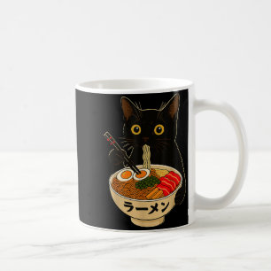 Süße Katze, die Ramen-Nudeln isst, lustiges Anime- Kaffeetasse