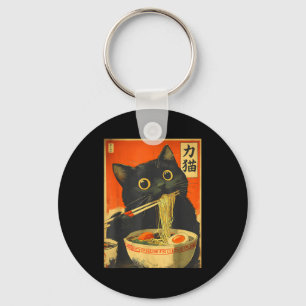Süße Katze, die Ramen-Nudeln isst, lustiges Anime- Schlüsselanhänger