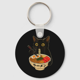 Süße Katze, die Ramen-Nudeln isst, lustiges Anime- Schlüsselanhänger