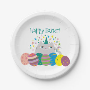 Süße Katze Frohe Ostern Pappteller