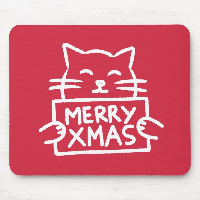 Süße Katze Frohe Weihnachten Mousepad (Vorne)