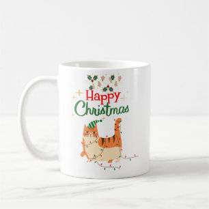 Süße Katze 'Frohe Weihnachten' Weihnachtstasse Kaffeetasse