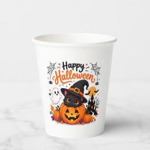 Süße Katze Frohes Halloween Reisebecher - Kawaii H Pappbecher