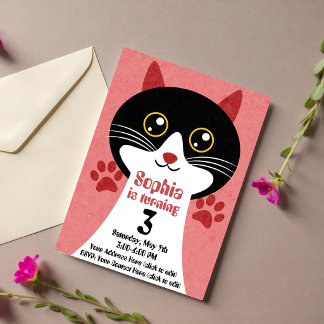 Süße Katze Geburtstagseinladung (Mädchen) – Editie Einladung