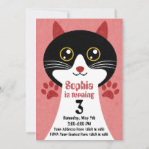 Süße Katze Geburtstagseinladung (Mädchen) – Editie