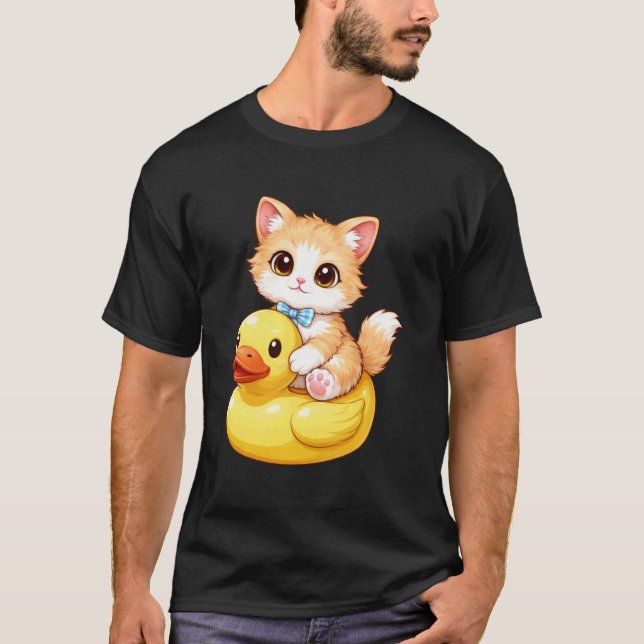 Süße Katze Gummiente T-Shirt (Vorderseite)