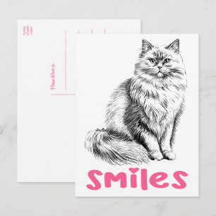 Süße Katze Hallo Lächeln, Kätzchen denkt an dich L Postkarte