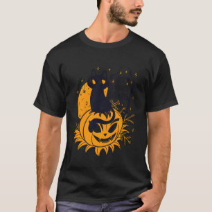 Süße Katze Halloween Kürbis Lustiges Design T-Shirt