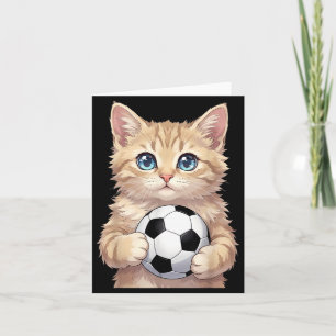 Süße Katze hält Fußball Süßer Kawaii Karte