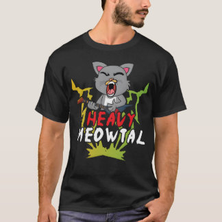 Süße Katze Heavy Meow Metal Musik Liebhaber Gitarr T-Shirt