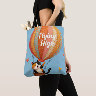 Süße Katze Heißluftballon Whimsical Art Tasche