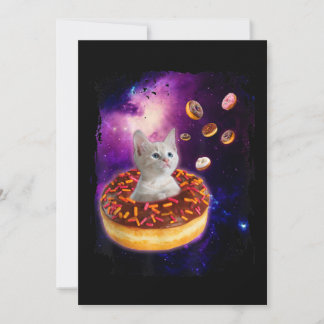 Süße Katze in Donut im Weltraum Katzenliebhaber Einladung