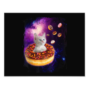 Süße Katze in Donut im Weltraum Katzenliebhaber Fotodruck