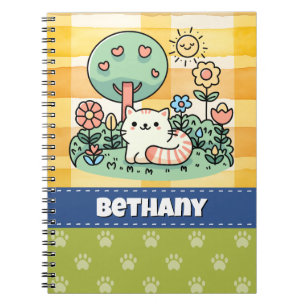 Süße Katze In Einem Garten Kritzelkunst individuel Notizblock
