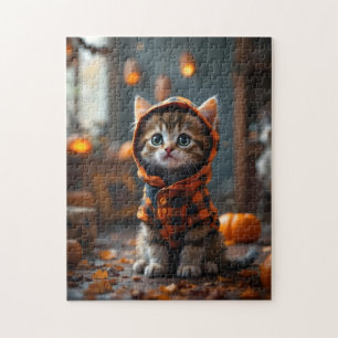 Süße Katze in einem schwarz-orangen Mantel an Hall