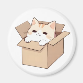 Süße Katze in einer Box Kawaii-Sticker-Design Magnet