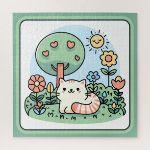 Süße Katze in einer Garten-Kritzelkunst