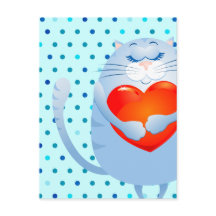 Süße Katze in Liebe, Postkarte