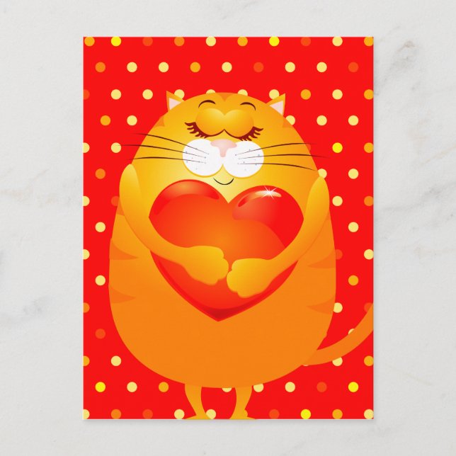 Süße Katze in Liebe, Postkarte (Vorderseite)