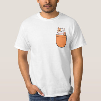 Süße Katze in orangener Tasche T-Shirt