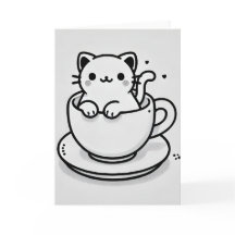 Süße Katze in Teetasse gefaltete Grußkarte