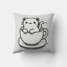 Süße Katze in Teetasse Wurfkissen Kissen