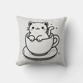 Süße Katze in Teetasse Wurfkissen Kissen