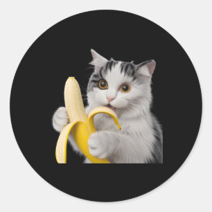 Süße Katze isst Banane Lustige Tierkunst Aufkleber