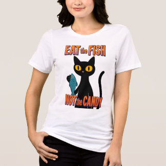 Süße Katze isst Fisch, nicht Süßigkeiten, Anti-Mül Tri-Blend Shirt