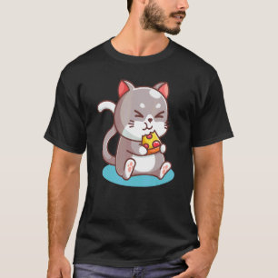 Süße Katze isst Pizza     Foodie Kinder Frauen T-Shirt