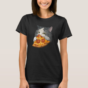 Süße Katze isst Pizza T-Shirt