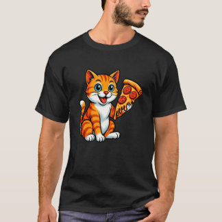 Süße Katze isst Pizza T-Shirt