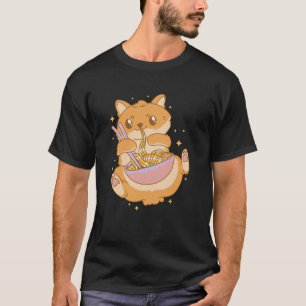 Süße Katze isst Ramen Kawaii Food Lover Art Lange T-Shirt