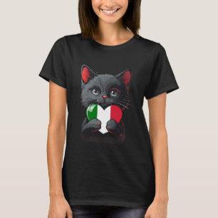 Süße Katze Italien Stolz Herz Italienische Wurzeln T-Shirt