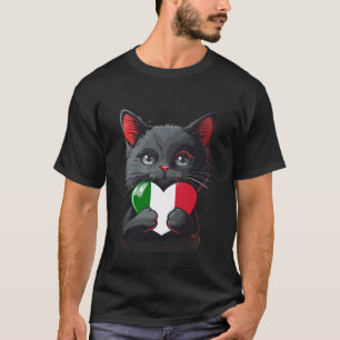 Süße Katze Italien Stolz Herz Italienische Wurzeln T-Shirt
