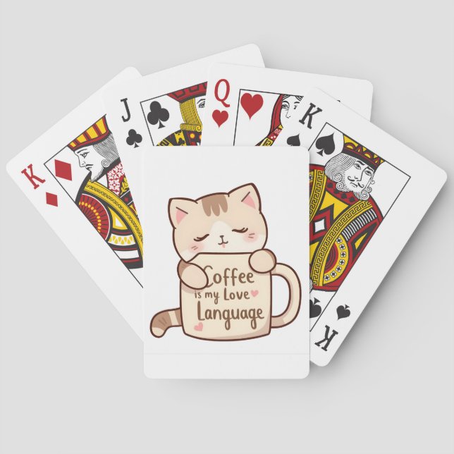 Süße Katze Kaffee Liebessprache Spielkarten (Rückseite)