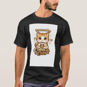 Süße Katze Kaffee Liebhaber Kawaii Design - Powere T-Shirt