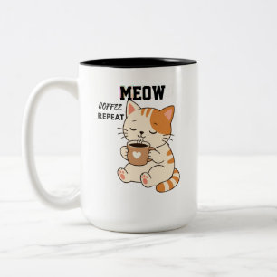 Süße Katze Kaffee Wiederholung Tasse – Lustige ver