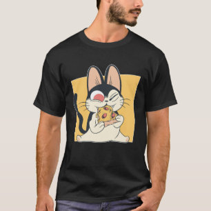 Süße Katze Kätzchen isst Pizza Katzen Kinder Mädch T-Shirt