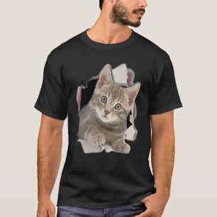 Süße Katze Kätzchen Riss   Tabby Katze Kätzchen Ze T-Shirt