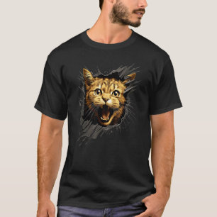 Süße Katze Kätzchen schaut aus einem Loch in zerri T-Shirt