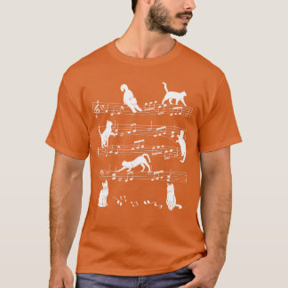 Süße Katze Kätzchen spielt Musiknoten-Schlüssel Mu T-Shirt