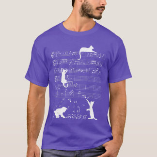 Süße Katze Kätzchen spielt Notenschlüssel Klavier T-Shirt
