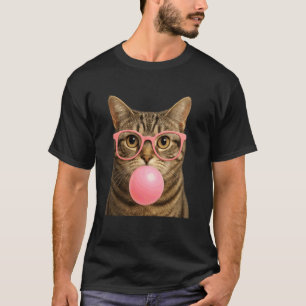 Süße Katze kaut Kaugummi und macht eine Blase Kätz T-Shirt