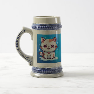Süße Katze Kawaii Stil Clipart Bierglas