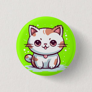 Süße Katze Kawaii Stil Clipart Button