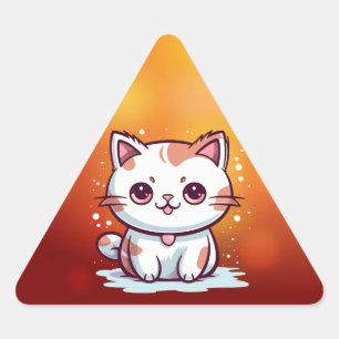 Süße Katze Kawaii Stil Clipart Dreieckiger Aufkleber