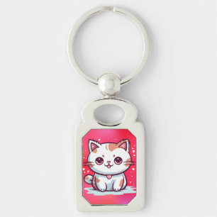 Süße Katze Kawaii Stil Clipart Schlüsselanhänger