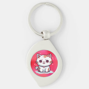 Süße Katze Kawaii Stil Clipart Schlüsselanhänger