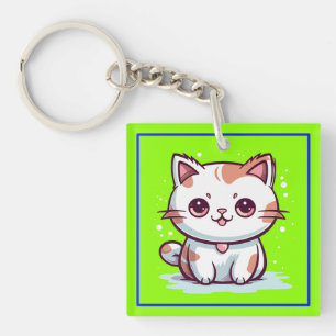 Süße Katze Kawaii Stil Clipart Schlüsselanhänger